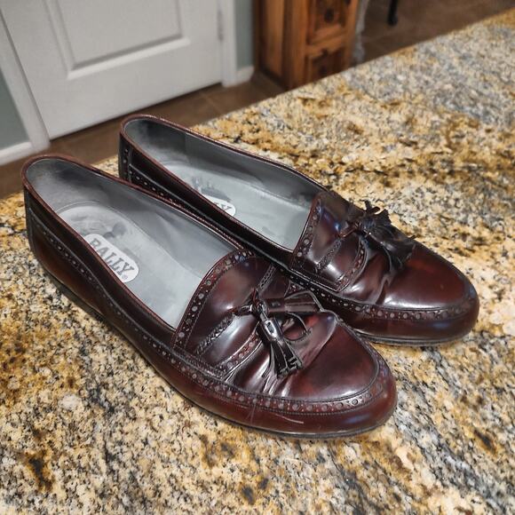 Bally Dark Brown Leather Tassel Loafers size 9.5 made in Switzerland Bally Switzerland Barclay Loafers Brown Leather Tassel  main image 4